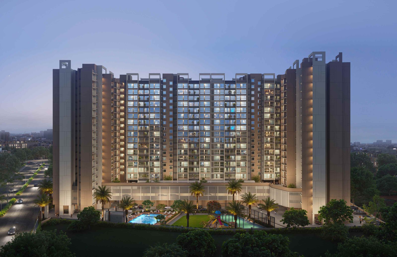 Today Codename Upvan podium elevation at night